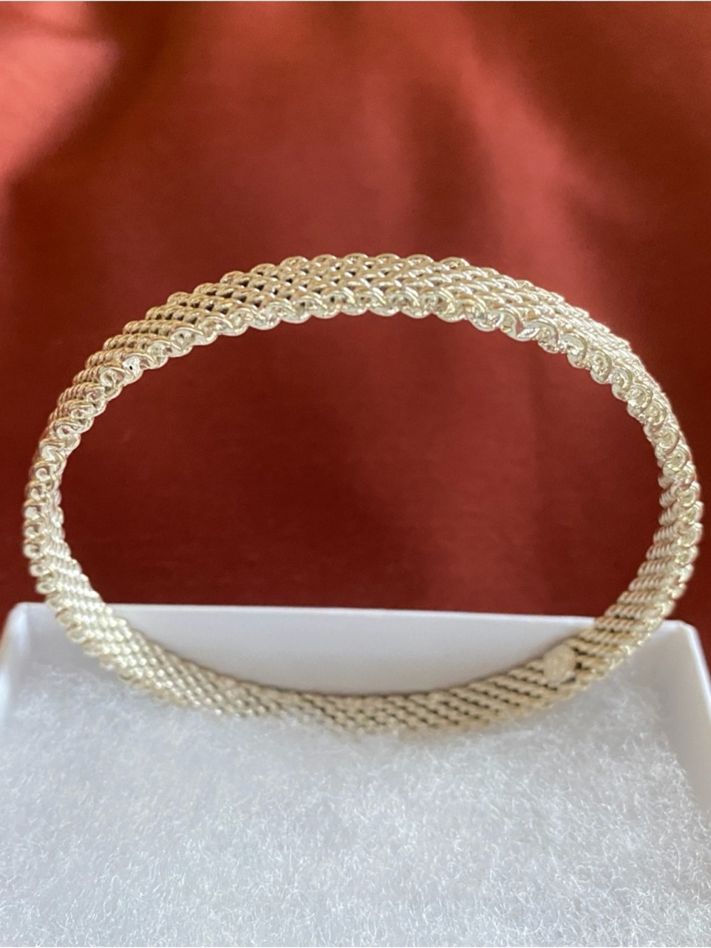 Tiffany & Co. Mesh Weave Bangle Bracelet in Sterling Silver 925 Weight 22 Grams
